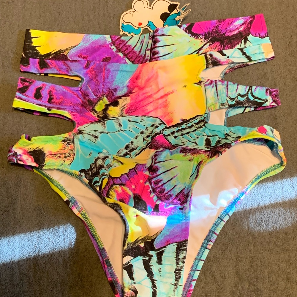 Colorful Butterfly Print Rave Two-Piece Set - Picture 3 of 10